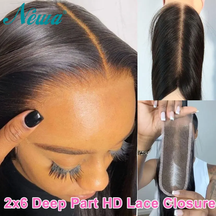 100% Human Hair 2x6 HD Lace Closure Ultra Fitted HD Lace Skins Melted Deep Parting 2x6 HD Lace Closure Only Straight & Body Wave