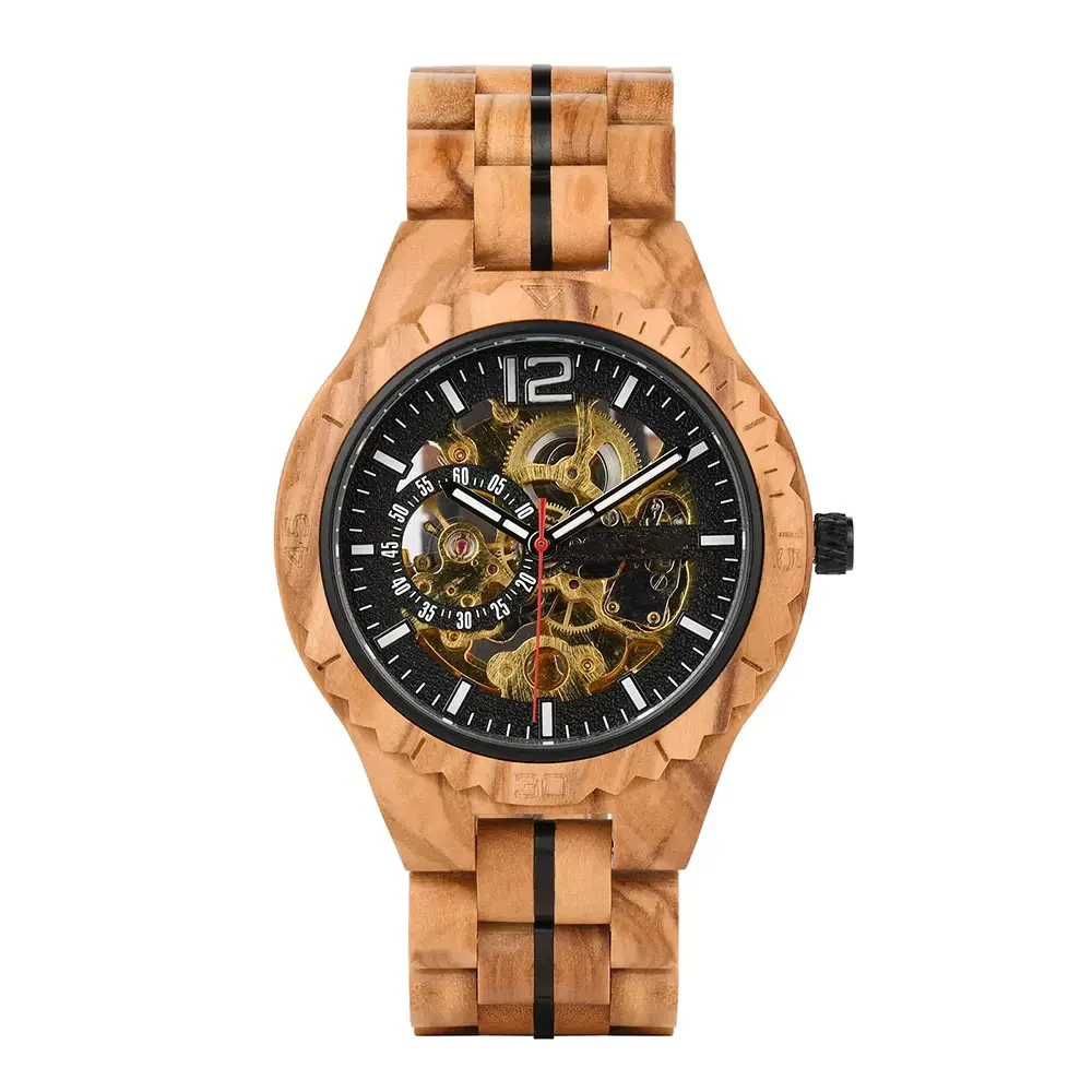 Automatic Wooden Mechanical Couple Watches Trendy Gift Watch Eco-Friendly Timepiece for Lovers