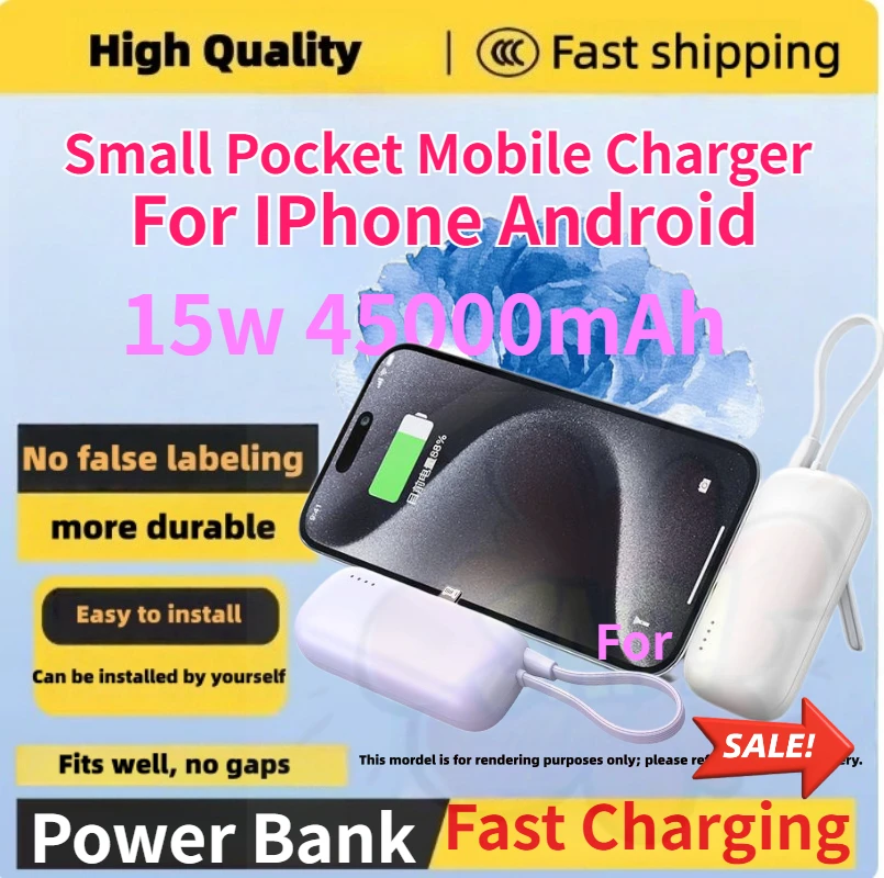 

15W 4500mAh Mini Plug-in Power Bank Ultra Compact Portable External Battery Small Pocket Mobile Charger for IPhone Android