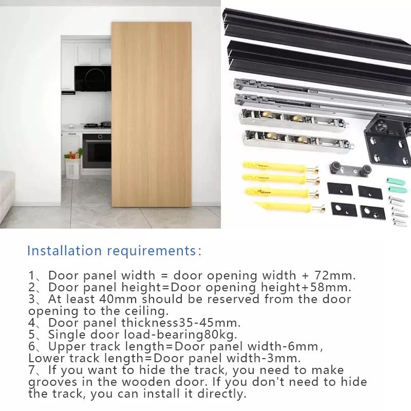 Summit Ghost Deur Onzichtbaar Geen spoor Schuifbeslag Ultra smal aluminium glazen frame Volledige set voor keuken Badkamer Slaapkamer