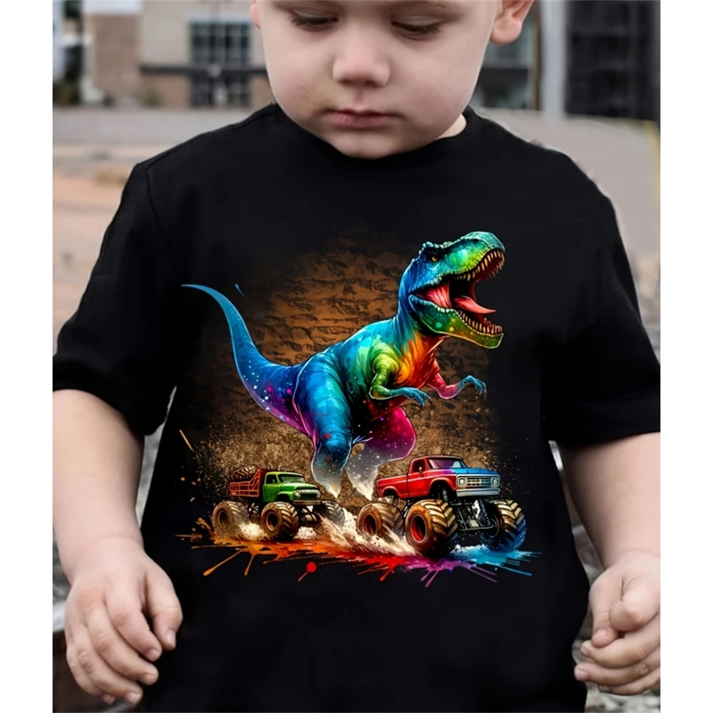 2024 Baby Summer Clothes Dinosaur Graphic T Shirts Short Sleeve T-Shirt for a Boy Fashion Tees Tops Cartoon Children's T-Shirt