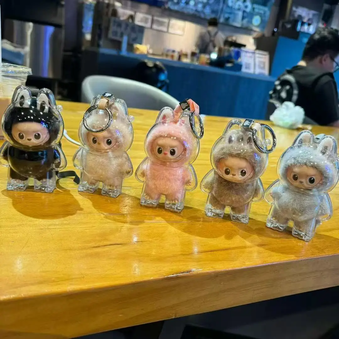 for Labubu 4.0 Transparent Protective Case Backpack, Dustproof Hard Cover with Strap for The Monsters Collection Display