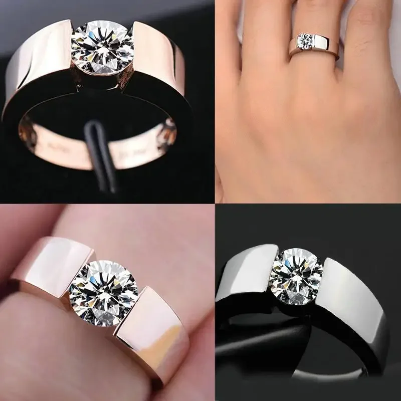 Simulated Diamond Rings Couple Getting Married Adjustable Ring Seeking Wedding Dress Photos Etiquette Style Props