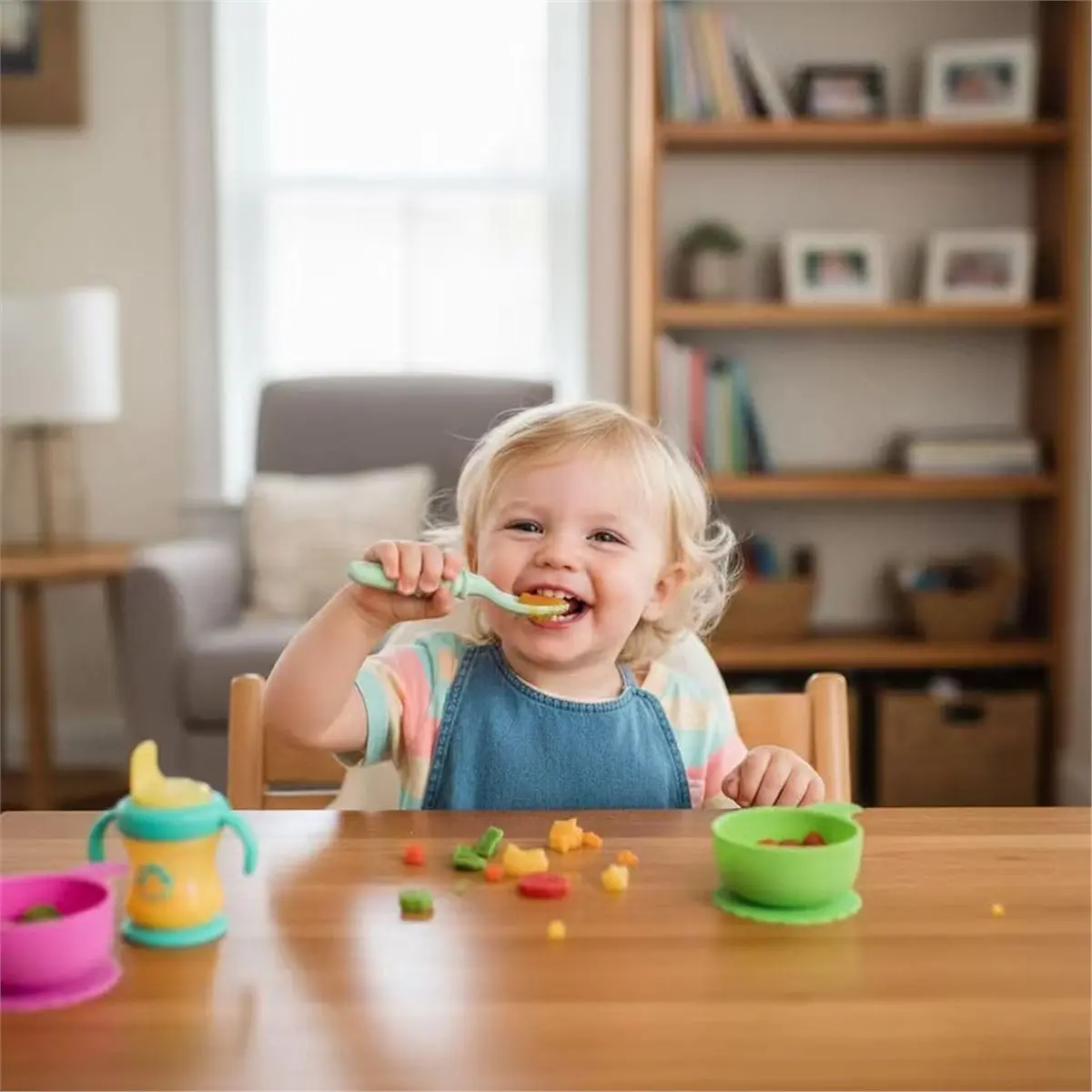 【STABLE QUALITY】7 Pcs , Soft Silicone Self-Feeding Utensils for Babies & Toddlers,First Stage Training Spoon