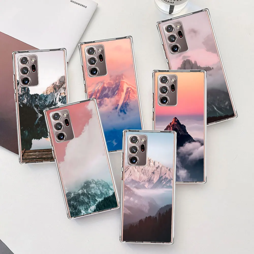 Mountain Peak Forest Case For Samsung Note 20 Ultra 10 Plus 9 Transparent Soft Phone Cover M33 M02 M11 M12 M22 M14 M15 M36 M54