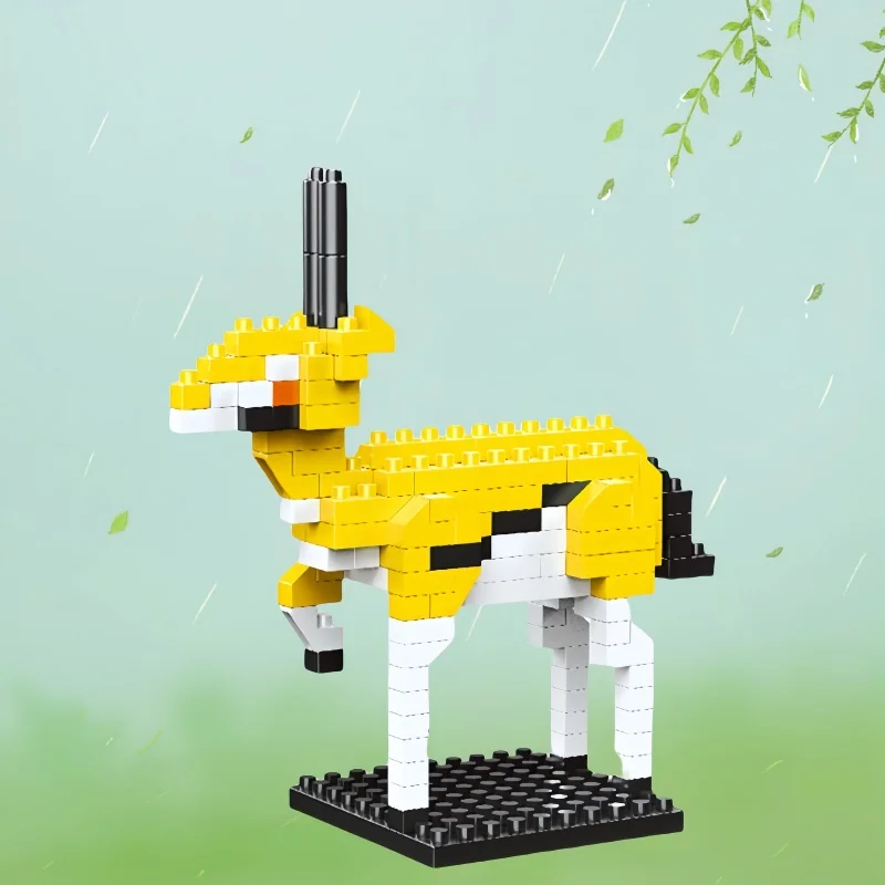 KNEW BUILT Giraffe Zebra Antilope Zoo Animal World Micro Mini Building Block Giocattoli-Fácil assemblaggio, Regalo di festa per bambini, Decorazioni fai da te