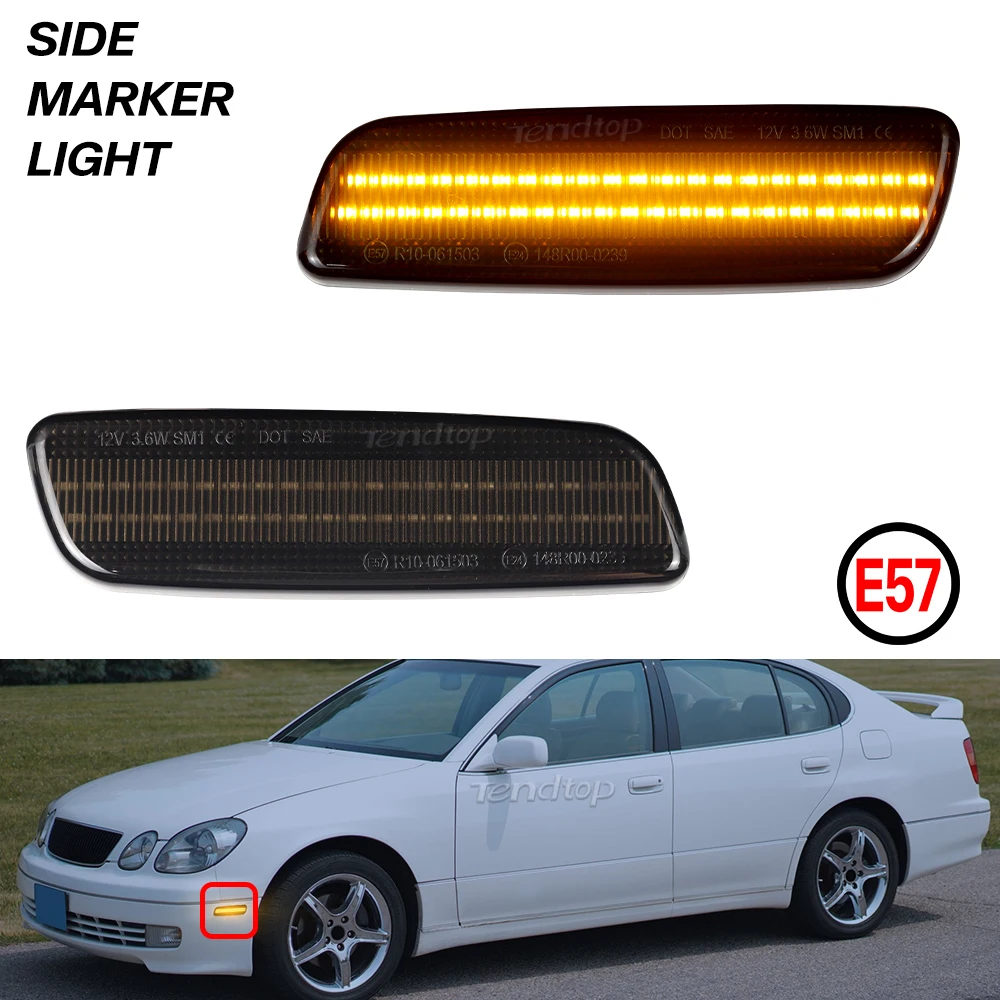 2pcs LED Side Marker Light  Front  Blinker Indicator Fender Lamp  Amber Blink For Lexus IS300 LS400 GS300 GS400 GS430 Toyota