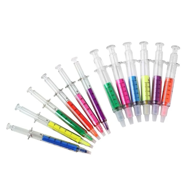 Y5LB Highlighter Marker Set 6 Colors Highlighters-Syringe Highlighters Pen Aesthetic Highlighter School Supplies for Children