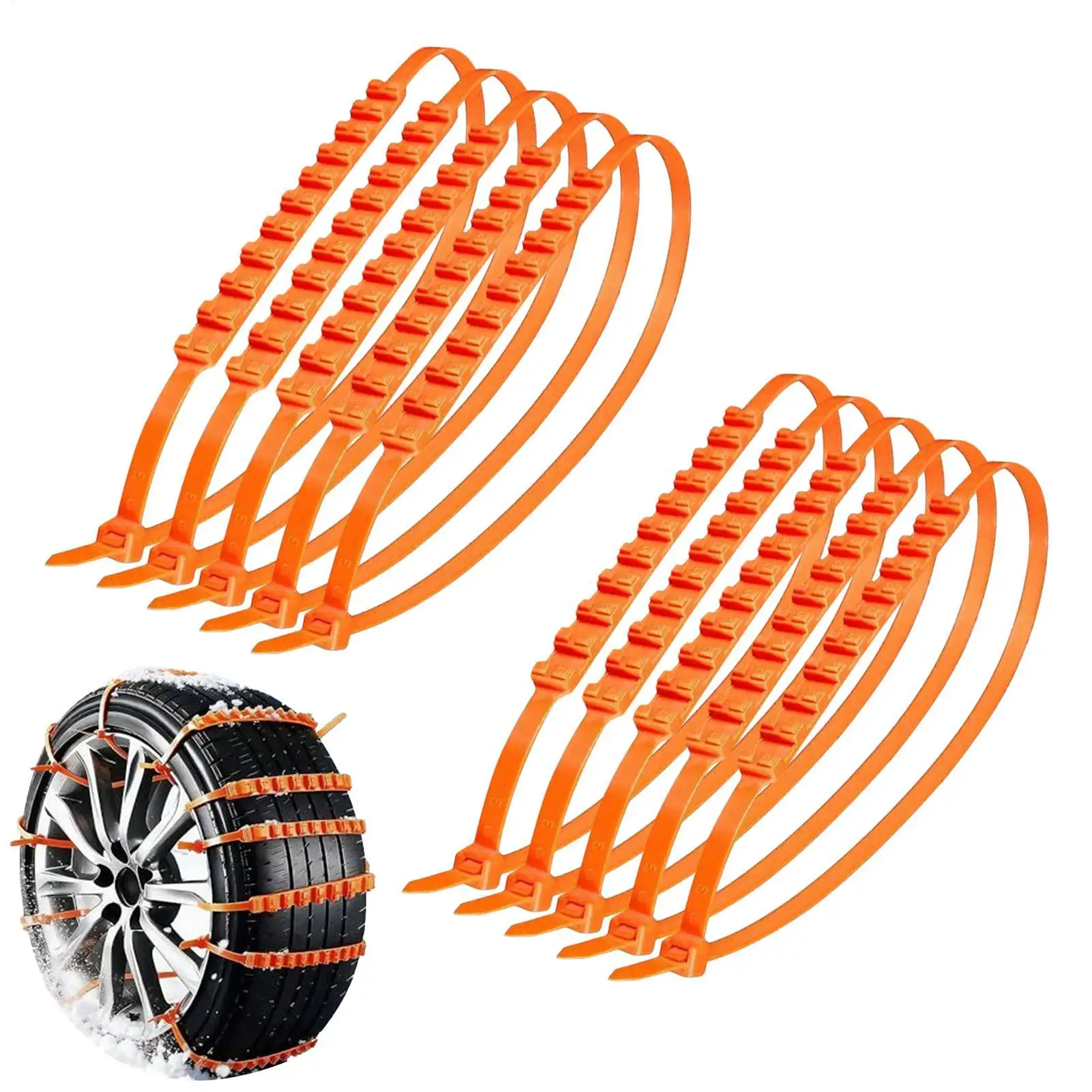 10pcs Snow Chains for Cars Winter Outdoor Tire Chains for Motorcycles Trucks Emergency Anti-Skid Tyre Chains Auto Accessories