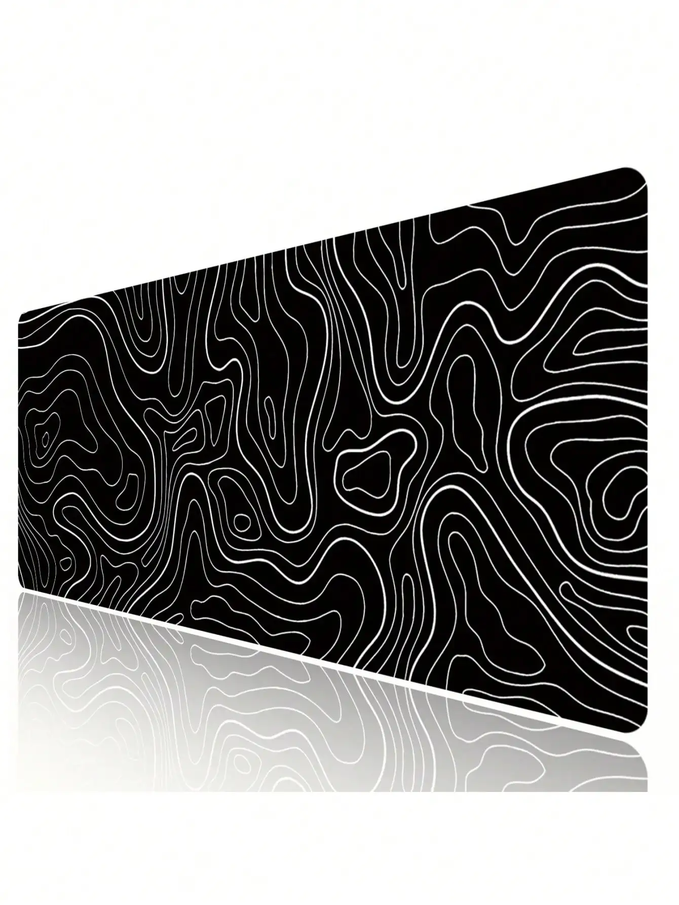 1PC Black White Line Topographic Pattern Diatomaceous Mud Material White Gaming Mouse Pad Waterproof Sweat Absorbent Non Slip Desk Pad Laptop Writing Board