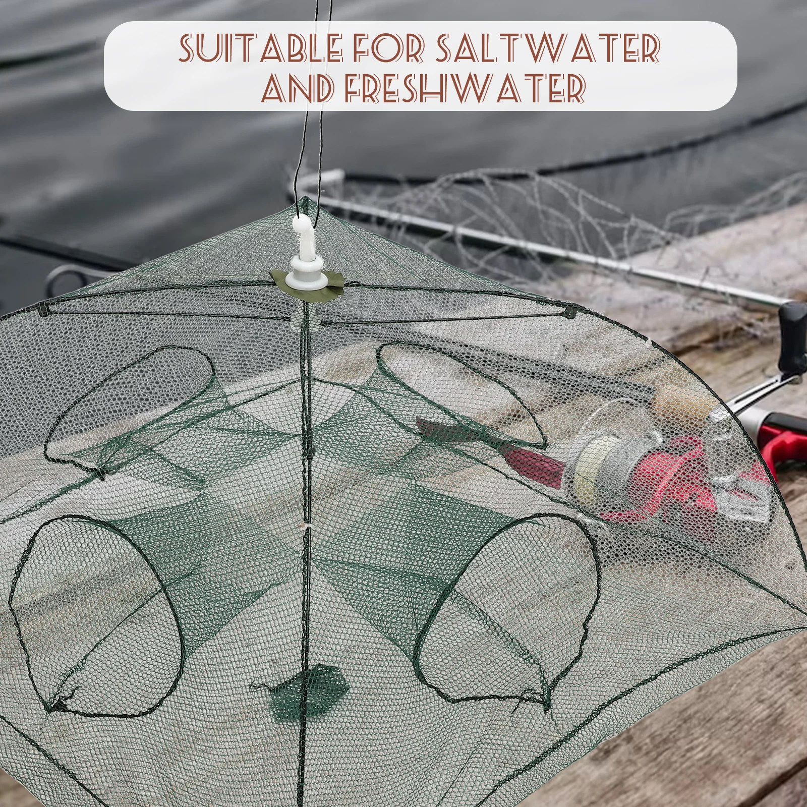

Automatic Fishing Entrance Large Trap Cast Cage Ready Use Collapsible Smelt Crab Pull Open Foldable Tools Light