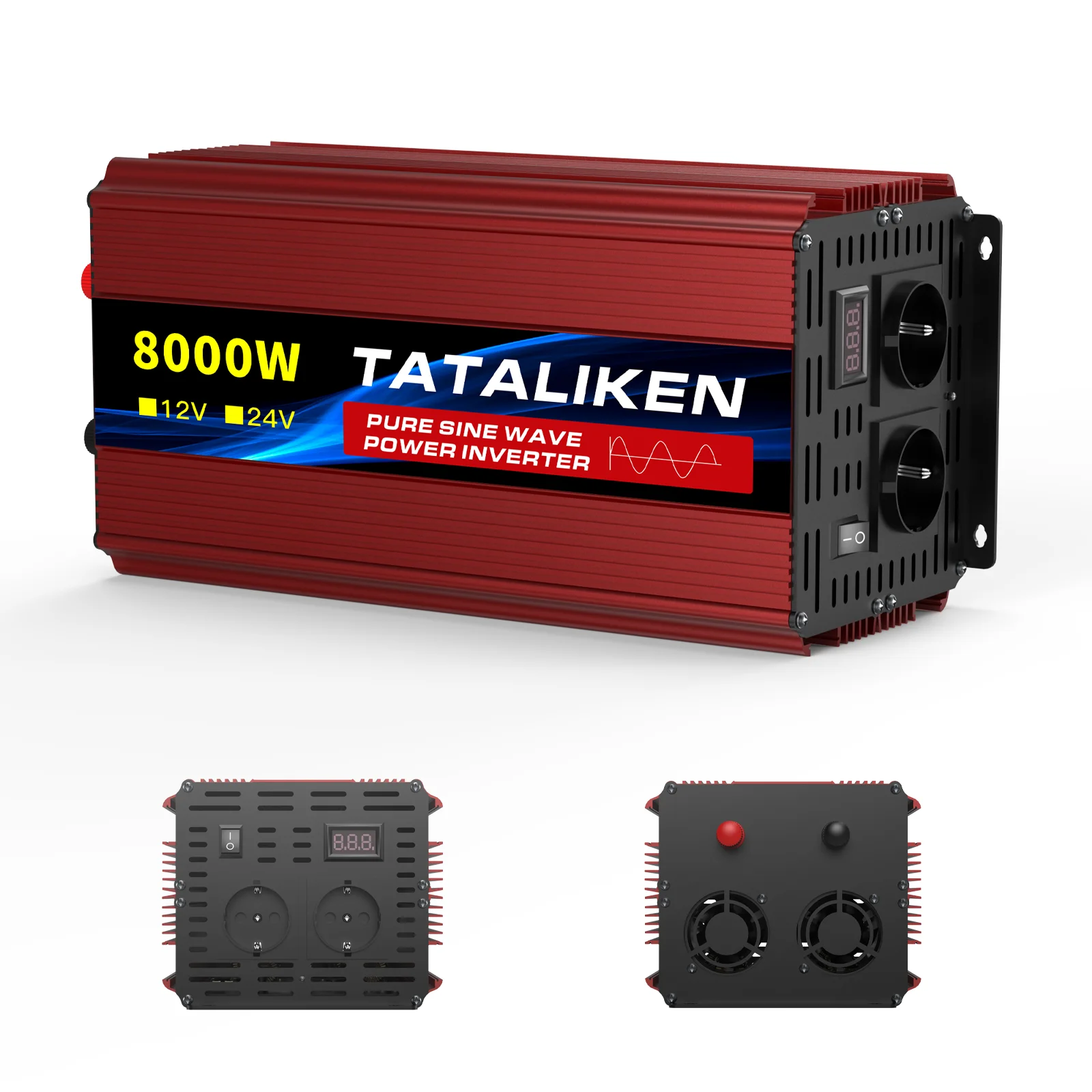 3500W/4500W zuivere sinus inverter 24V naar 220V 50Hz met digitaal display & temperatuurregeling ventilator EU-stekker voor camper zonne-energie