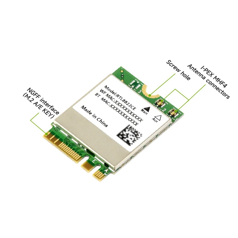 RTL8822CE لاسلكي NIC Wifi 5 2.4G/5Ghz ثنائي النطاق بلوتوث 5.0 NGFF واجهة عالية السرعة الكمون المنخفض لسلسلة Jetson