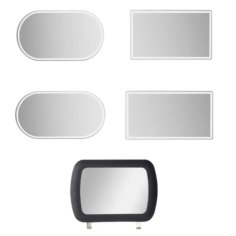 

R53D Car Sun Visors Makeup Mirror Adhesive Vanity Mirror Universal Car Interior Cosmetic Mirror Stainless Makeup Mirror