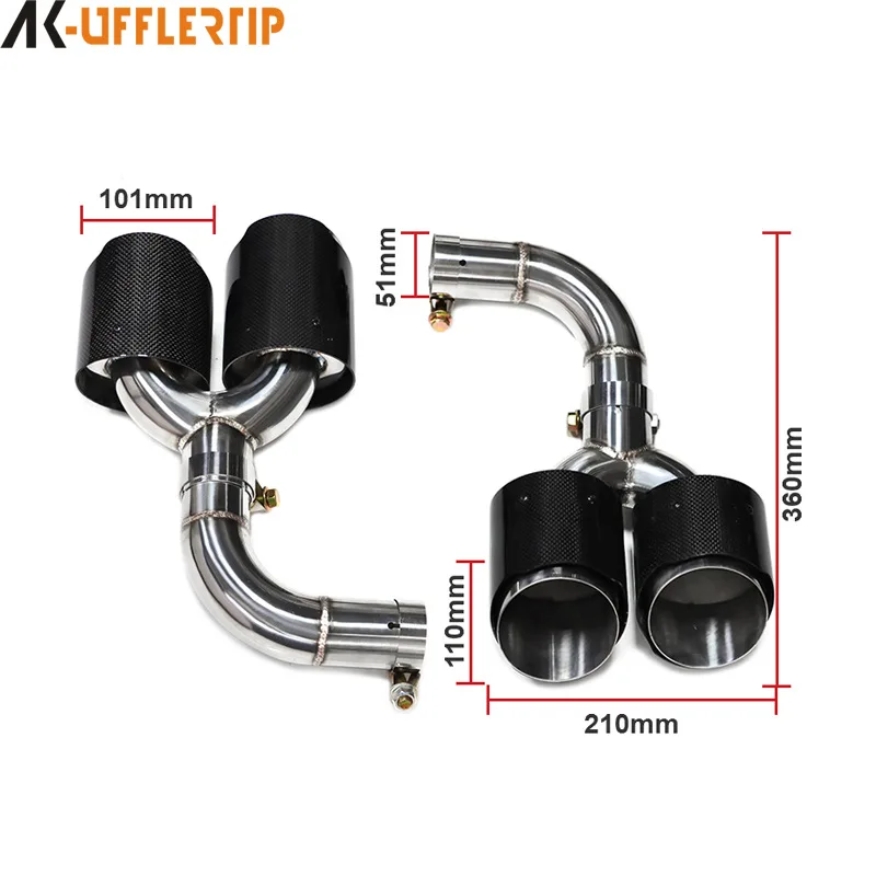 2021-2024 아우디 Q5L 업그레이드 SQ5 트루 포 아웃 스테인리스 스틸 카본 파이버 블랙 테일 스로트 배기 파이프에 적합