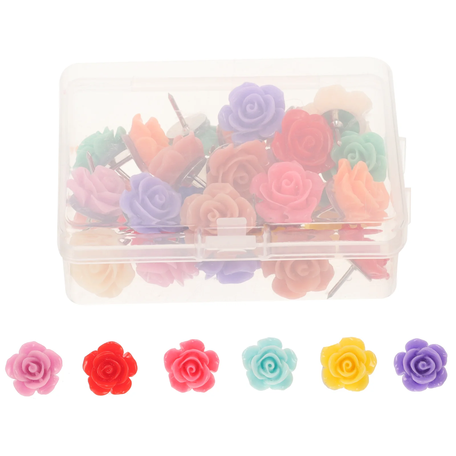 

30 Pcs Decor Message Board Pin Household Thumb Tacks Decorative Flower Pushpins Thumbtacks Poster Accessory Rose