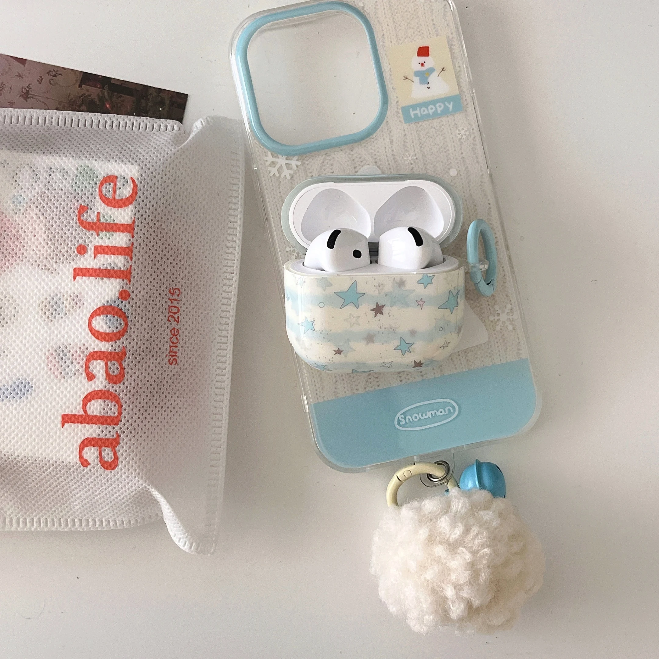 Blue Stars Earphone Case for Airpods 1, 2, 3, 4, Pro, Pro2, New Blue Stripes