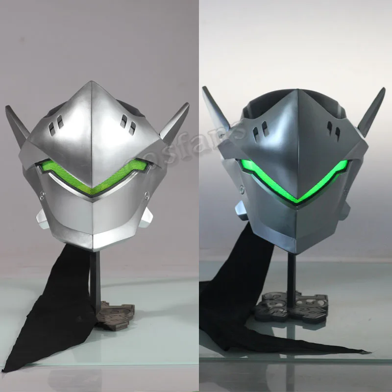 Punk FRP Type Genji Helmet With Light! Shimada Genji Cosplay Helmet Genji Mask For Costume Accessories Headwear no Battery