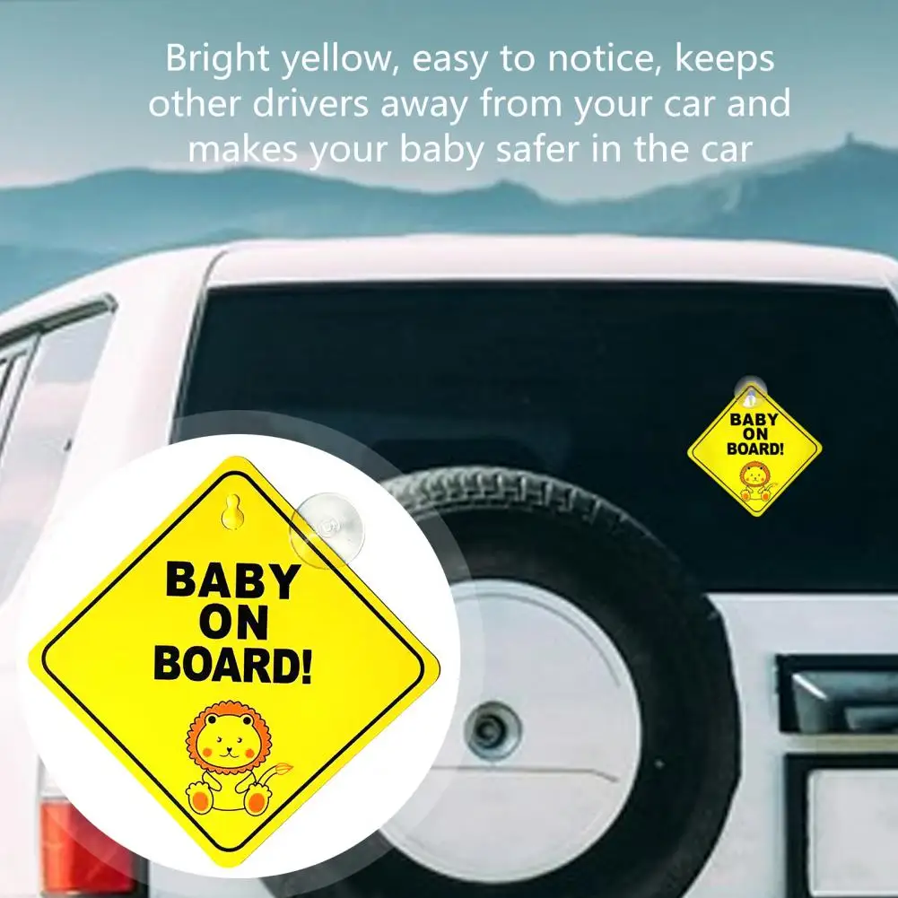 Bright Yellow Car Baby Emblem Car Baby Sticker Weatherproof Baby Warning Stickers Easy Install Residue-free Removal for Cars