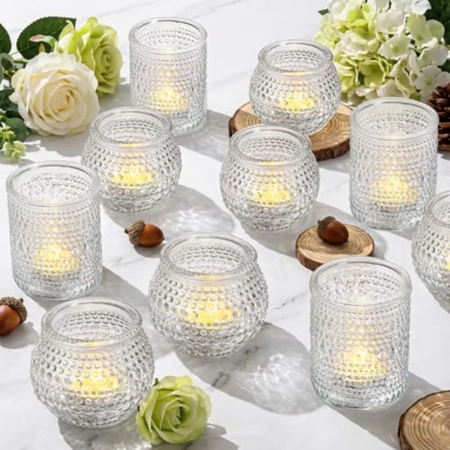 

24 Pack Votive Candle Holder, Clear Glass Tea Light Candle Holders, Vintage Candle Holder for Floating Candle, Tealight Candle