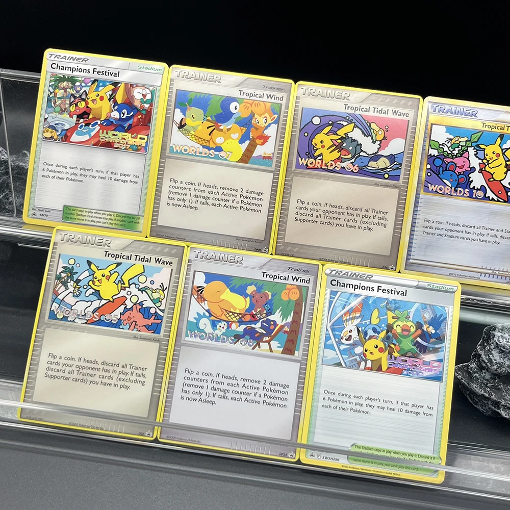 1PCS/7PCS DIY PTCG 포켓 컬렉션 카드 시리즈 영어 버전 귀여운 피츄 희귀 자작 세트 클래식 게임 애니메이션 카드 선물