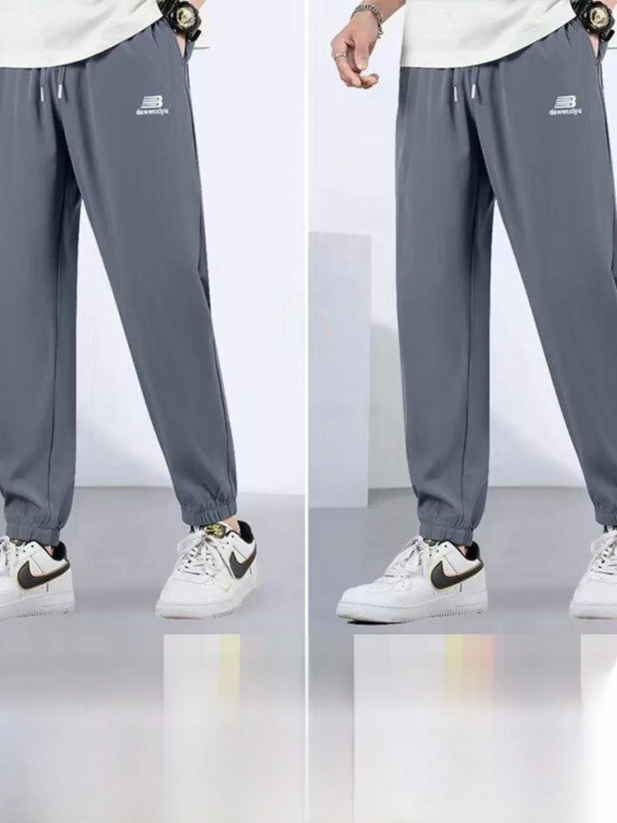 

Мужские летние тонкие свободные брюки из ледяного шелка с широкими штанинами, большие размеры, молодежные, спортивные, повседневные, солнцезащитные, длинные штаны