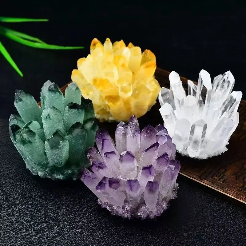 Natural Purple/Yellow/Green/White Crystal Stone Craft Ornament Home Multi functional Fish Tank Office Decoration Ornament LI730