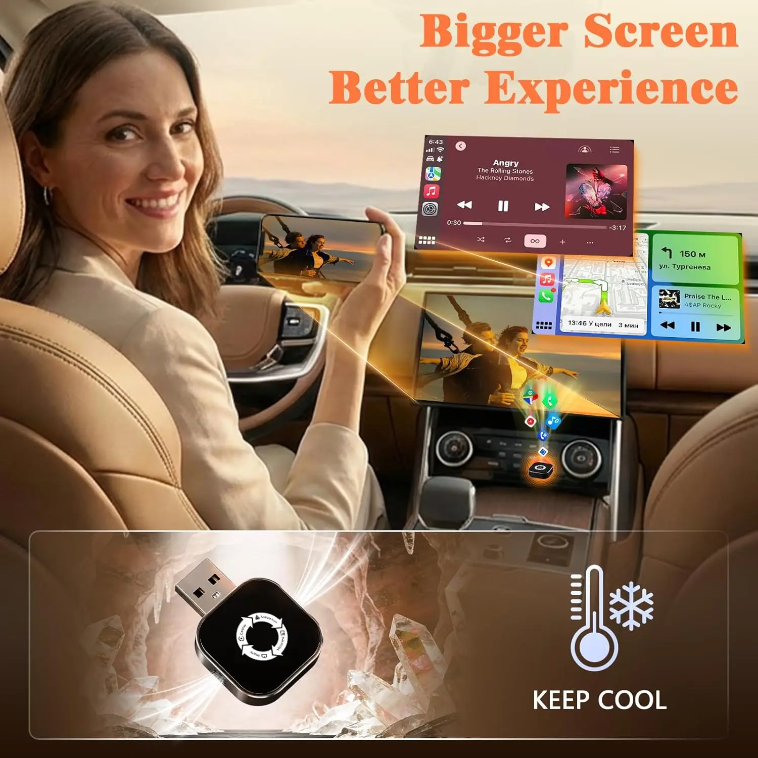 

2026 Upgra 4 In 1 Wireless CarPlay Adapter With Screen Mirroring – Supports Apple CarPlay & Android Auto & AirPlay & MirrorLink