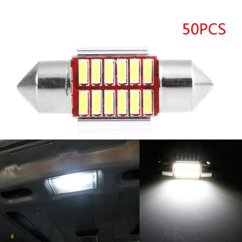 1Pc 31mm 4014 12SMD C5W LED Canbus Festoon Dome Lamp Car License Plate Light