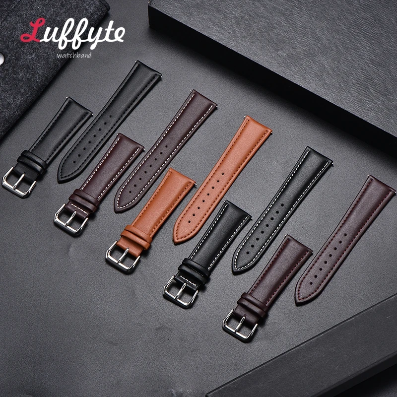 Casual Leather Watch Strap Business Men Women Bracelet 16mm 18mm 20mm 22mm 24mm Watchband Watch Accessories