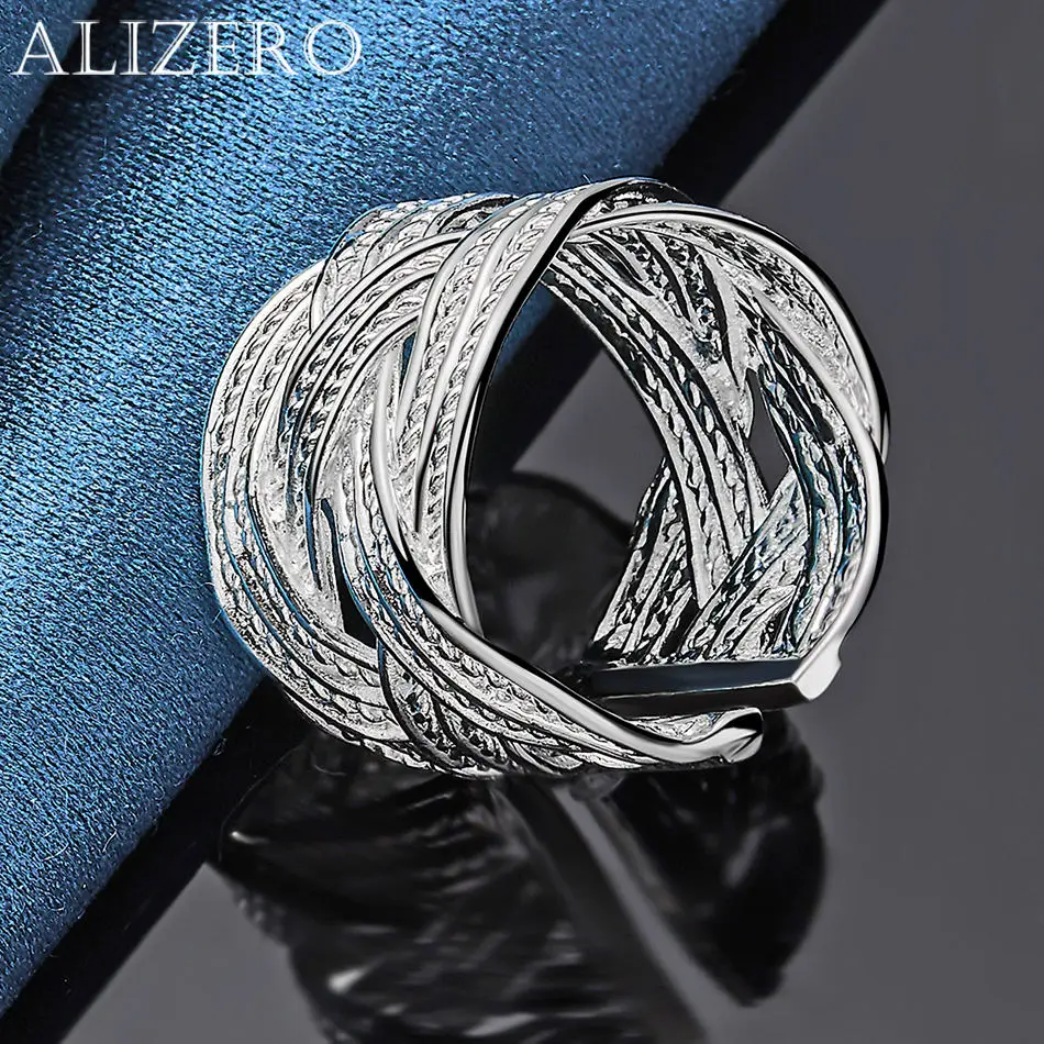 ALIZERO 925 Sterling Silver Ring Weaving Ring For Women Wedding Engagement Rings Adjustable Opening Ring Fashion Jewelry