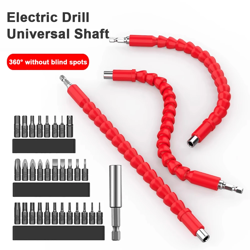 

Electric Drill Universal Shaft - 360-Degree Rotatable, Flexible, Bendable Connection for Corner Drive, Super Drill Bit - Per