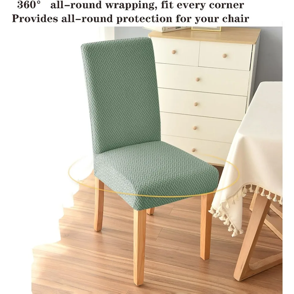Набор из 6 эластичных моющихся чехлов для обеденных стульев - съемные защитные чехлы для сидений для кухни, банкета, ресторана и домашнего использования