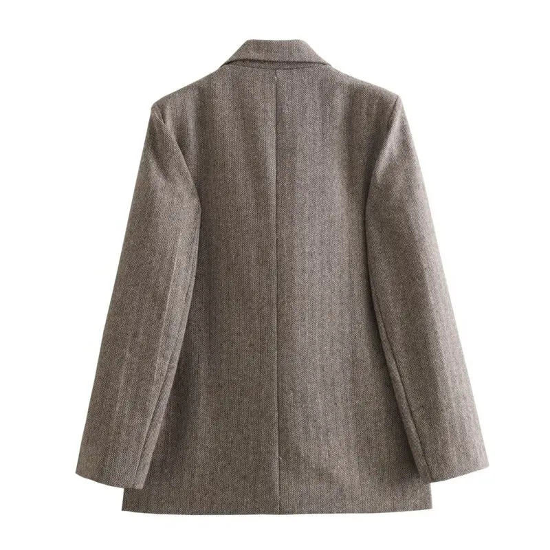 Women's Straight Leg Suit Jacket 2024 Autumn New Style Versatile Check Pattern Long Sleeve Regular Length Fashionable