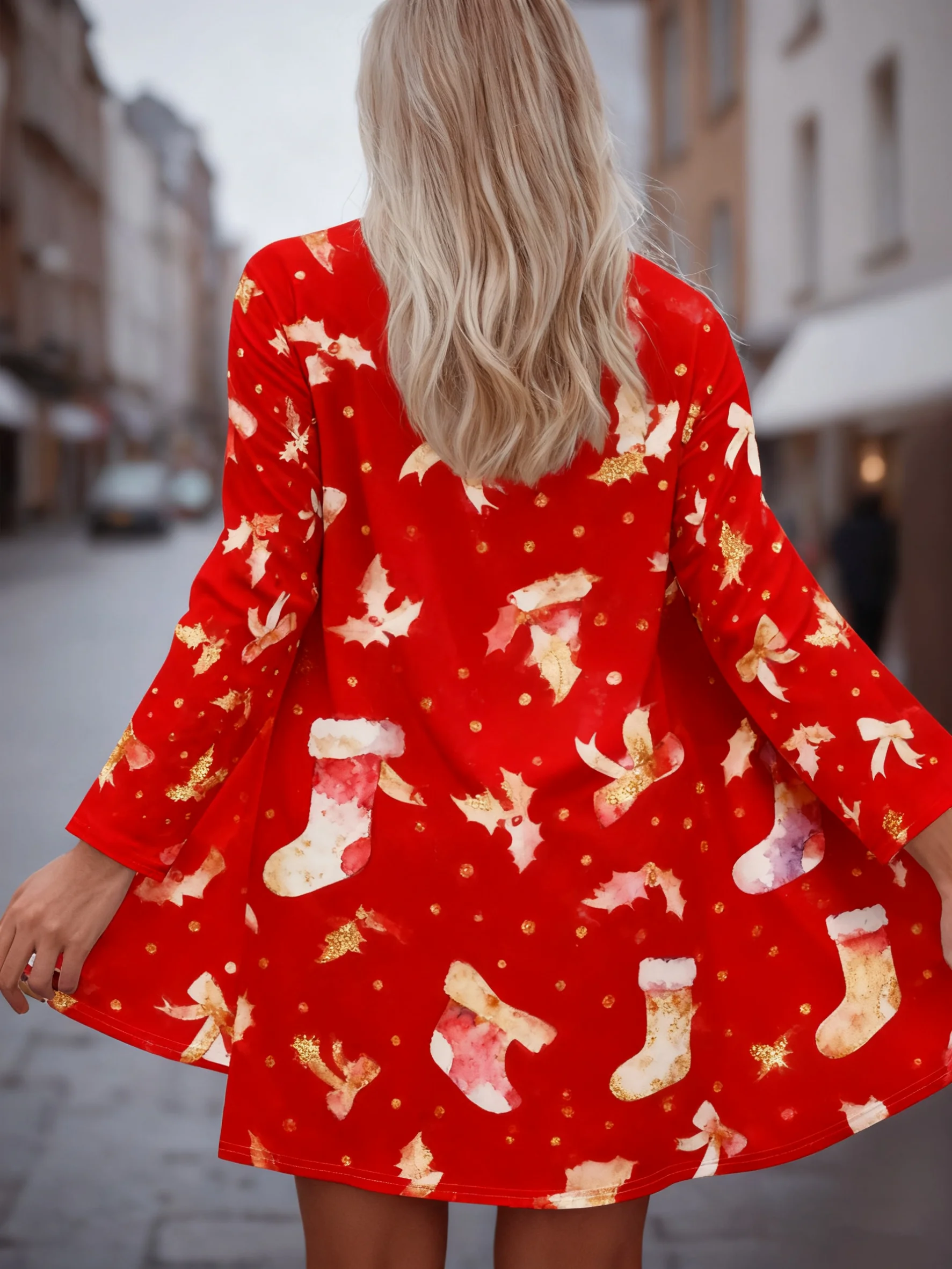 เสื้อคลุมผู้หญิงปี 2025 พิมพ์ลาย 3 มิติ ของขวัญคริสต์มาส เสื้อยืดแขนยาวลำลอง เสื้อคลุมคาร์ดิแกนน้ำหนักเบา ชุดสำหรับงานปาร์ตี้คริสต์มาส ฤดูใบไม้ผลิ ฤดูใบไม้ร่วง