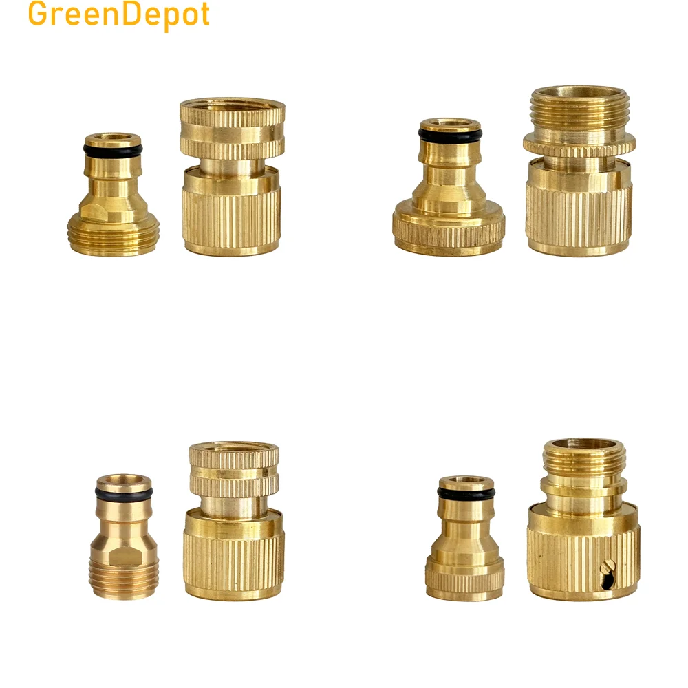 

1/2'' 3/4'' Male Female Thread Quick Connector Solid Brass Watering Tap Adapter Copper Garden Hose Fittings for Drip Irrigation