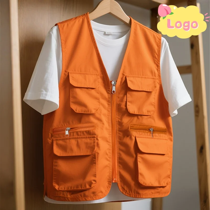 2026 Summer fishing vest multi-pocket vest Work and leisure all-match custom logo printed text  group vest team uniform