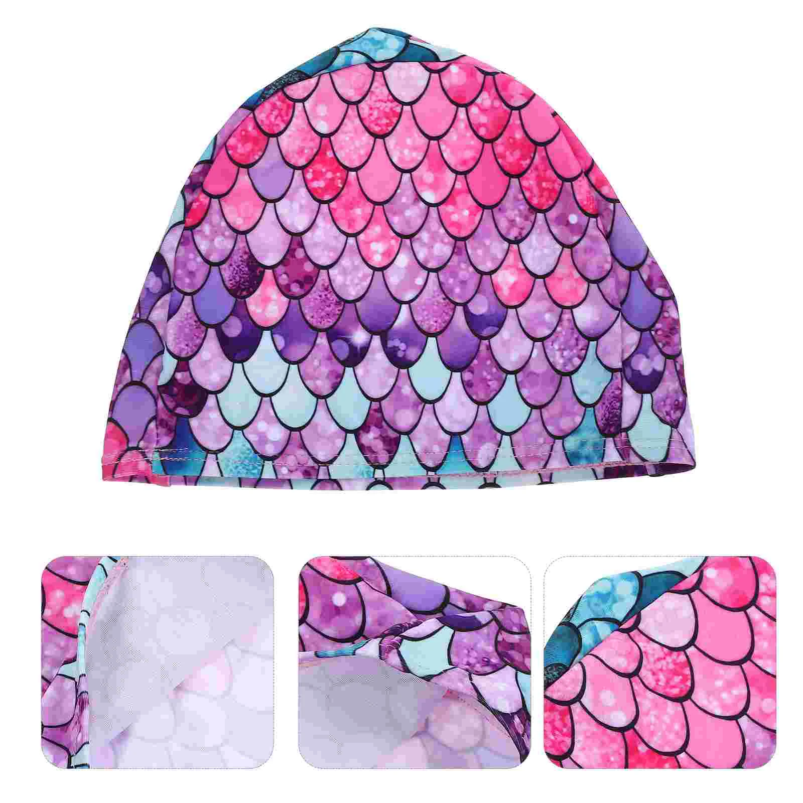 Mermaid Swimming Cap Stretchy Hat for Girls Equipment Waterproof Polyester Comfortable and Women Boys Suit