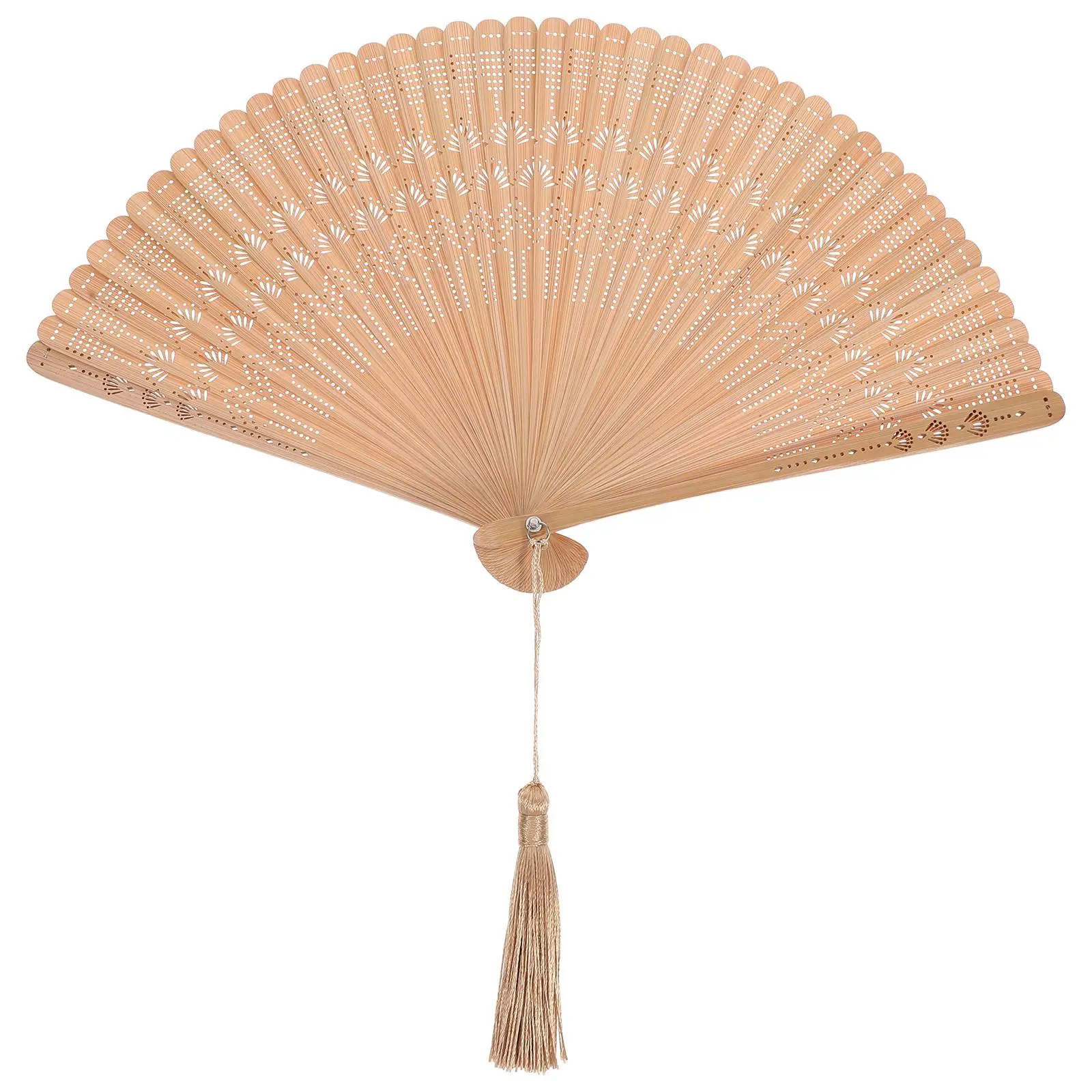 

Bamboo Folding Fan Vintage Handheld Portable Brown Traditional Man Decorative Craft Fans for Wedding Stage Show