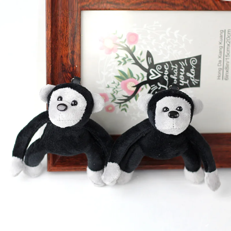 12cm Kawaii Black Long-Arm Monkey Shaped Plush Stuffed Keychain Toys For Children Animal Doll Gift Home Decoration Birthday Gift