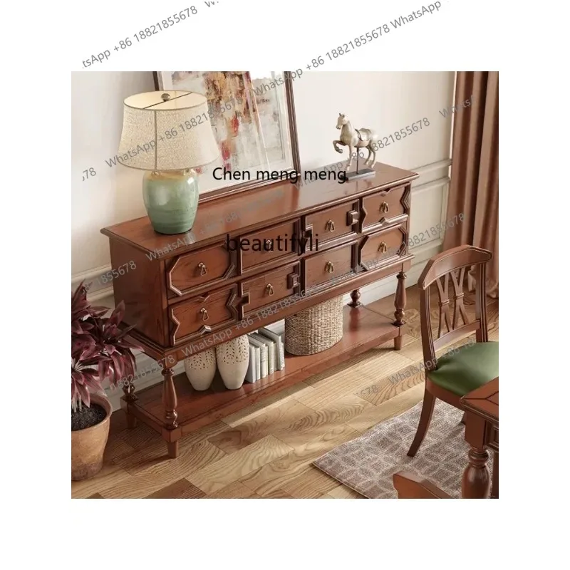 

cn8350 LHY American solid wood dining side cabinet modern simple shelf living room porch cabinet household storage cabinet livin