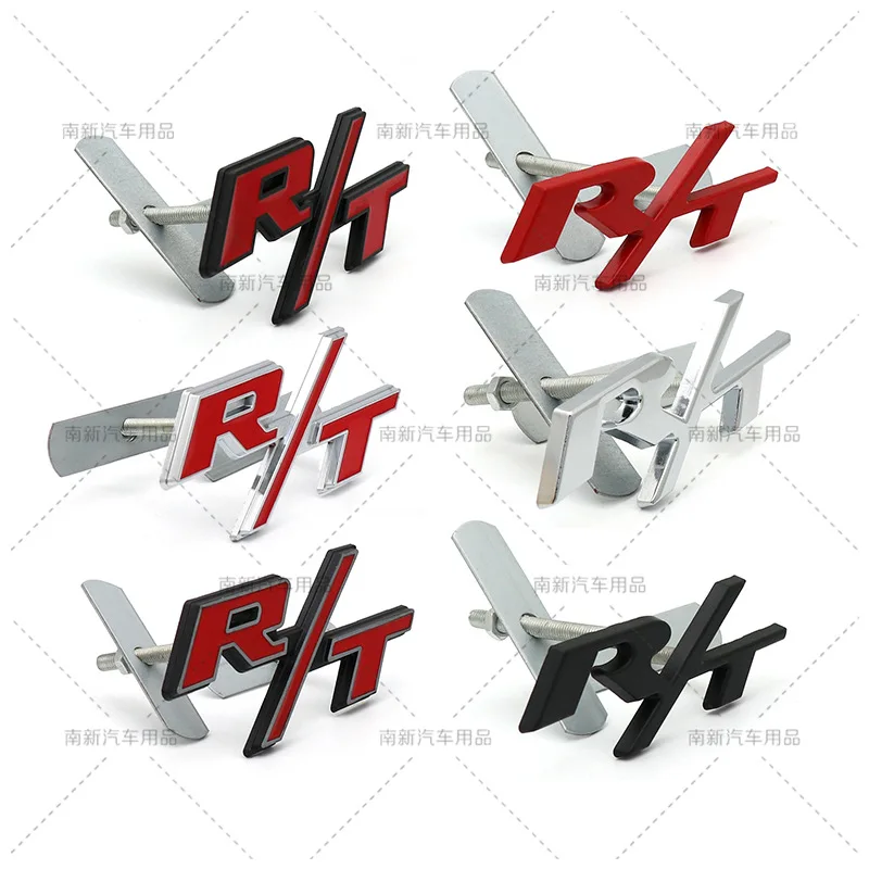 Insignia de Metal 3D R/T RT Srt, emblema de rejilla delantera de coche, pegatinas para cargador Ram Viper Magnum Avenger Challenger Caravan, estilo de coche