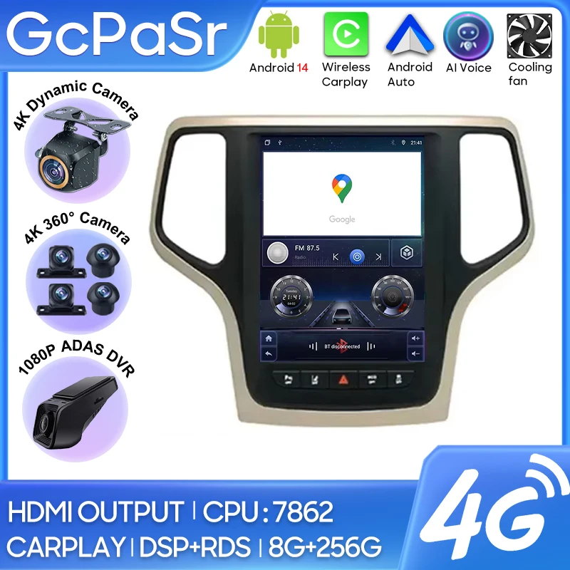 

Автомобильный радиоприемник 9,7 дюйма для Jeep Grand Cherokee 2014-2017 Carplay Android Автонавигация GPS Экран 4G Стерео BT Без 2din WIFI
