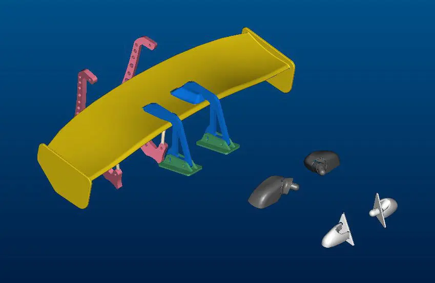 

TC895 1/10 3D Printed Drift Rear Wing, White, with Rear Sight Glasses, with Tracks, Drift