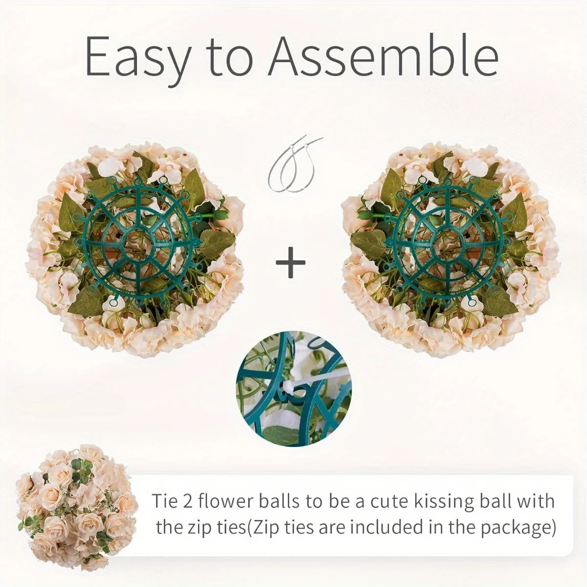 2 كرات زهور لحفلات الزفاف المركزية، باقة ترتيب كرات الزهور الاصطناعية الكبيرة بقطر 14.2 بوصة #4