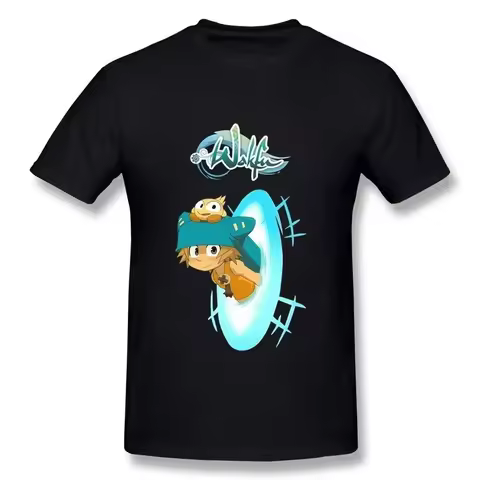 funny summer Wakfu Logo Crew Neck Short Sleeved funny t-shirt novelty tshirt women Men T shirt men clothing graphic tee