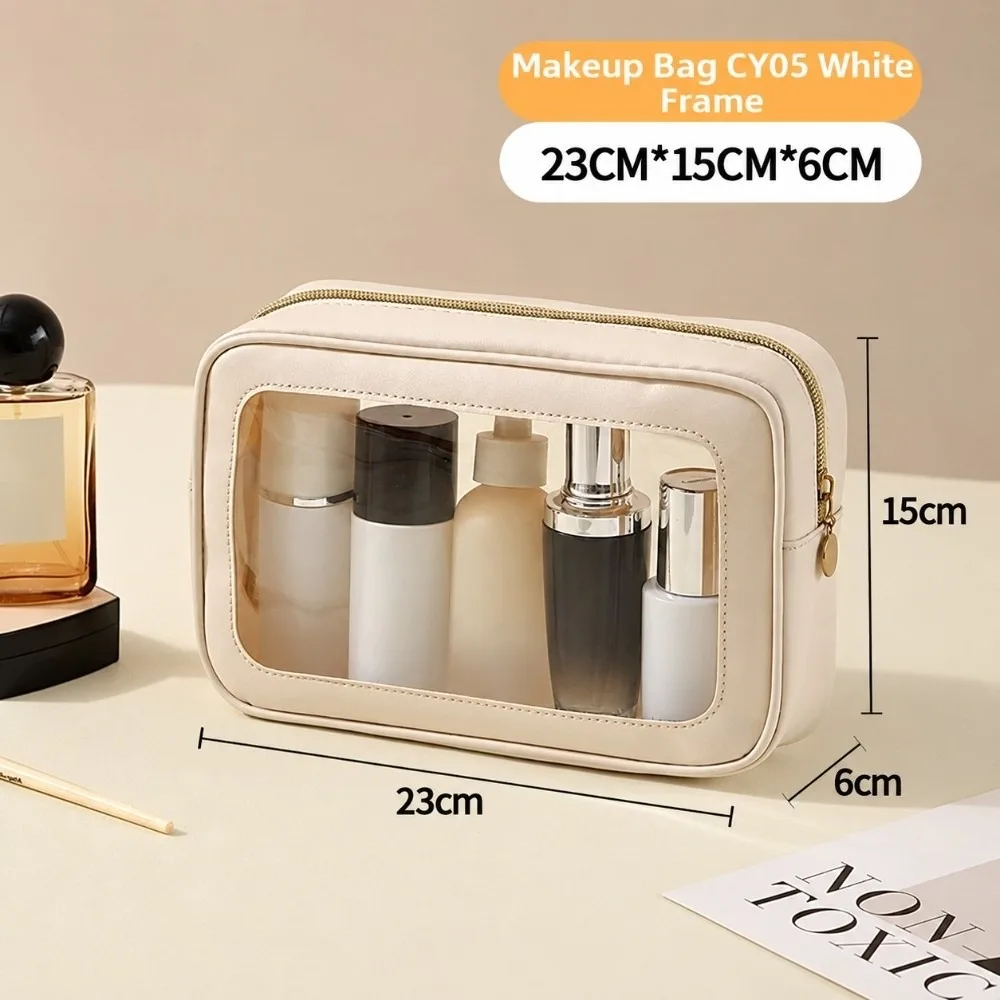 Portable PVC Makeup Bag Waterproof Travel Miscellaneous Storage Bag Large Capacity Transparent Visible Toiletry Bag