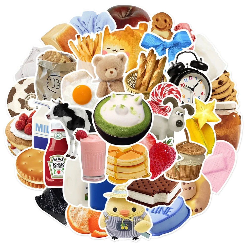 10/30/50PCS Cute INS Style Cartoon Food Butter Stickers Graffiti Decals Laptop Scrapbook Phone Suitcase Diary Decoration Sticker