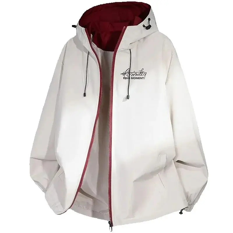 

Men's and Women Outerwear 2025 Spring and Autumn Windproof Outerwear Men Female Trendy Brand Splicing Loose Casual Jacket Hooded