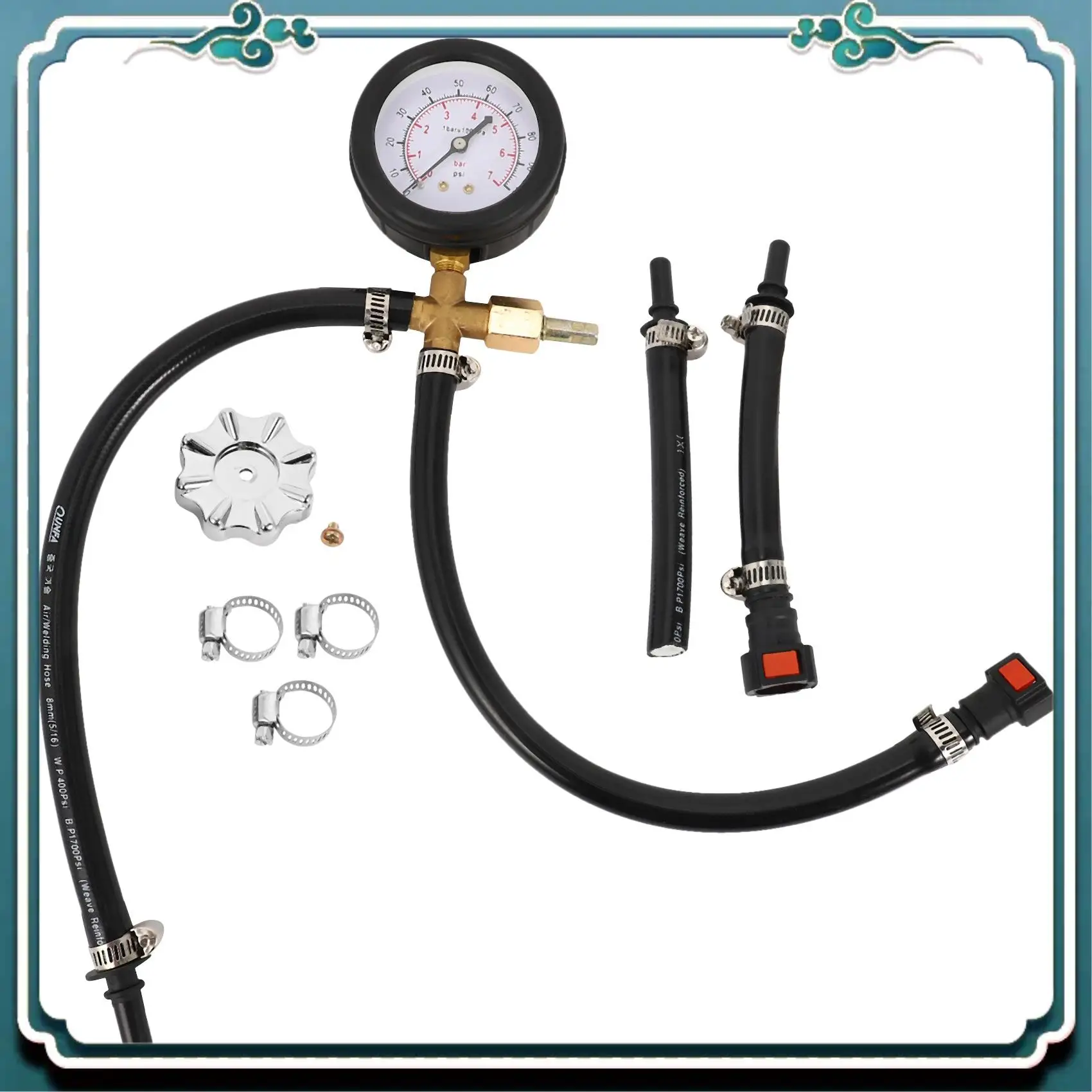 

Премиальный манометр для измерения давления топливного насоса с быстрым подключением и клапаном 0-100PSI